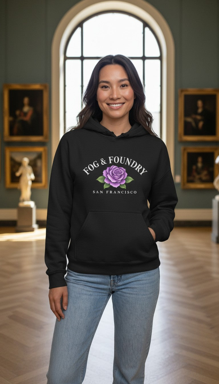 San Francisco Hoodie, Purple SF Sweatshirt, Unisex Cotton Fleece Pullover, Cozy Streetwear, San Francisco Gift, California Souvenir