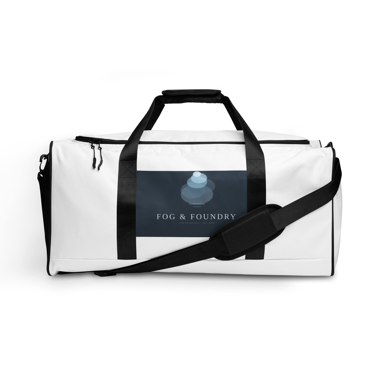 All-over print duffle bag large front — Fog & Foundry