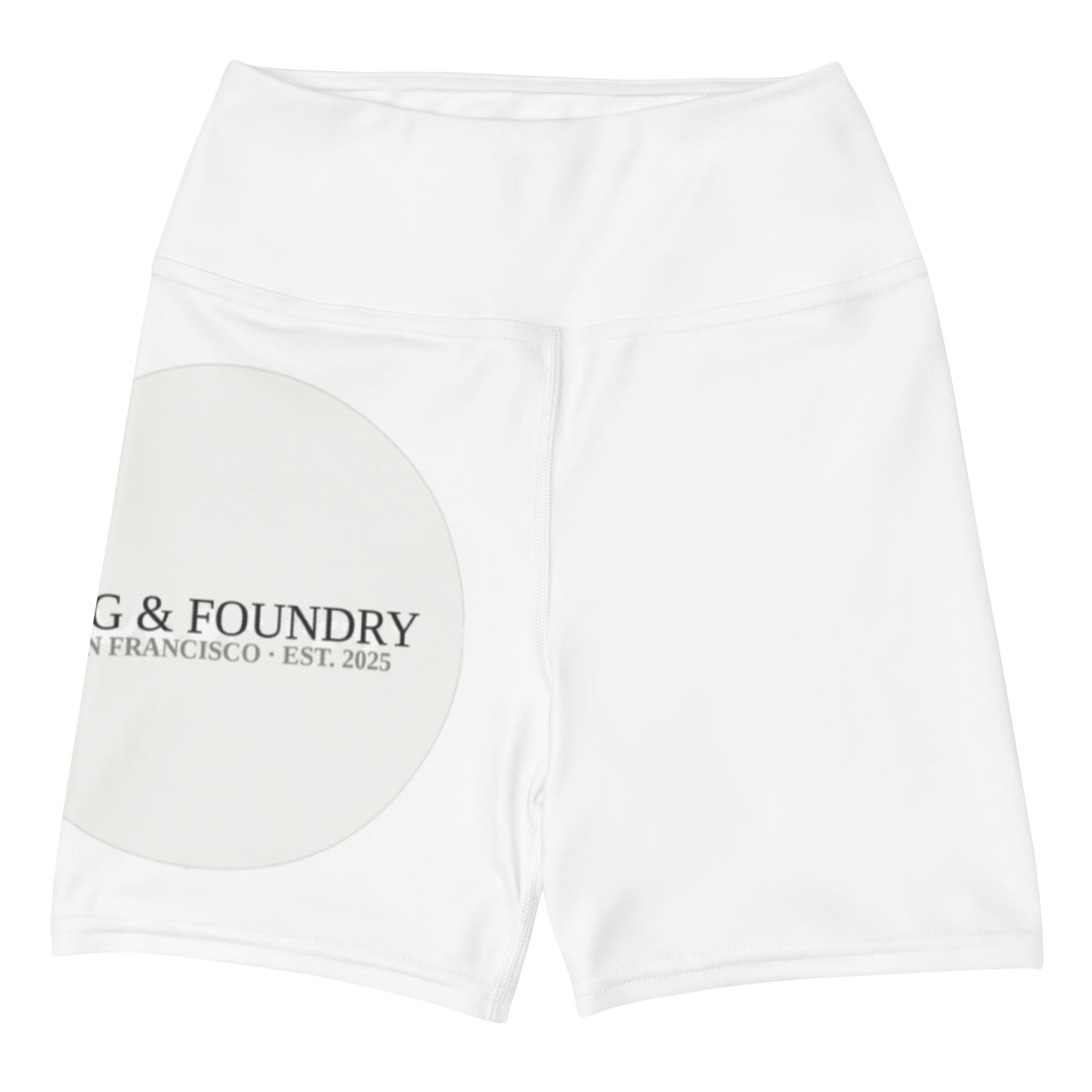 Yoga shorts relaxed cut white front — Fog & Foundry