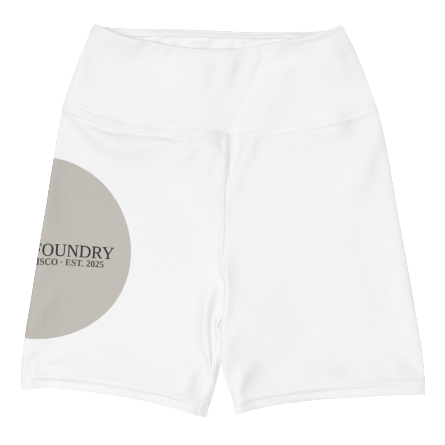 Yoga shorts sublimation print white front — Fog & Foundry