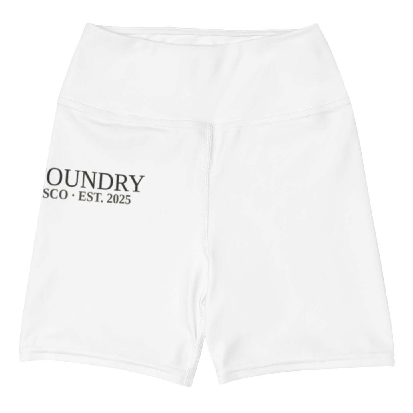 Yoga shorts all-over print white front — Fog & Foundry