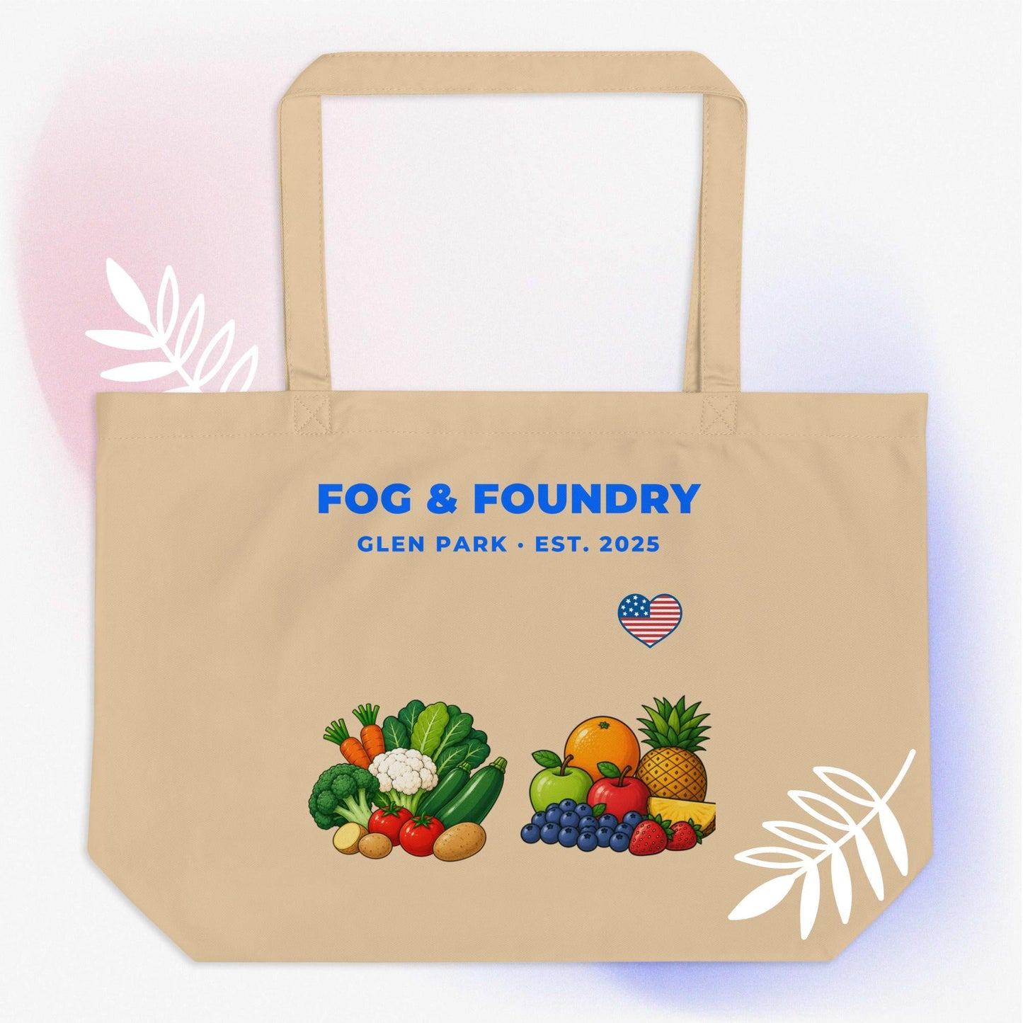Fog & Foundry Large Organic Cotton Tote — Ocean Blue