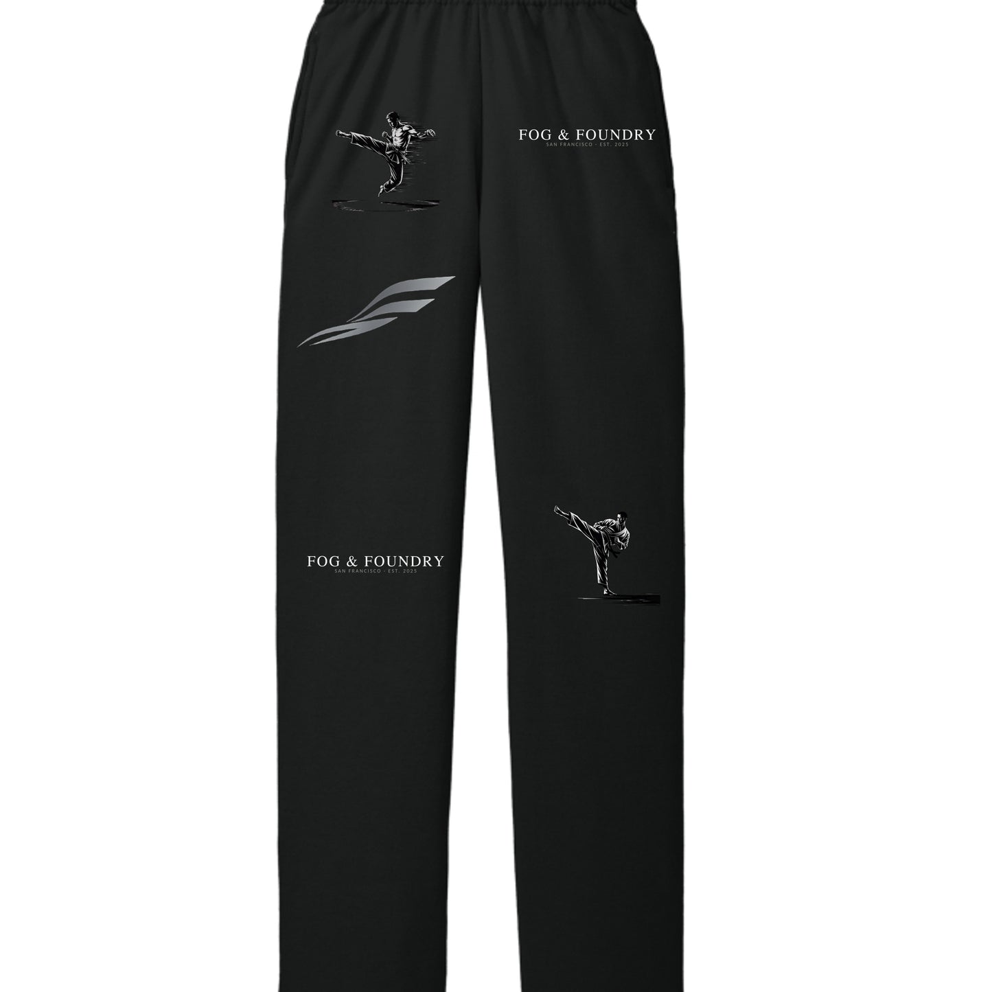 Gray Action Sweatpants by Fog & Foundry with adjustable waistband and relaxed fit, shown on a model.