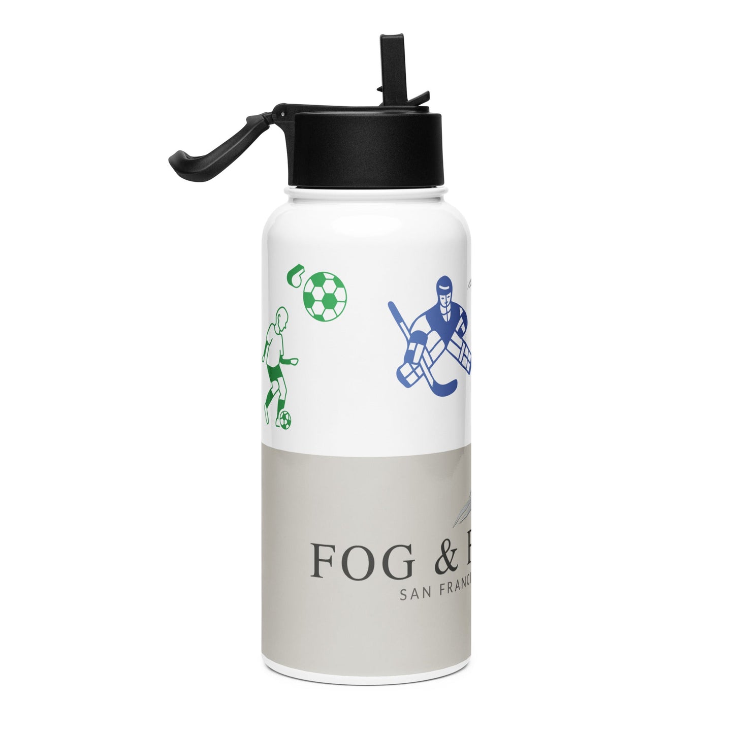 Marina Gray stainless steel water bottle right — Fog & Foundry