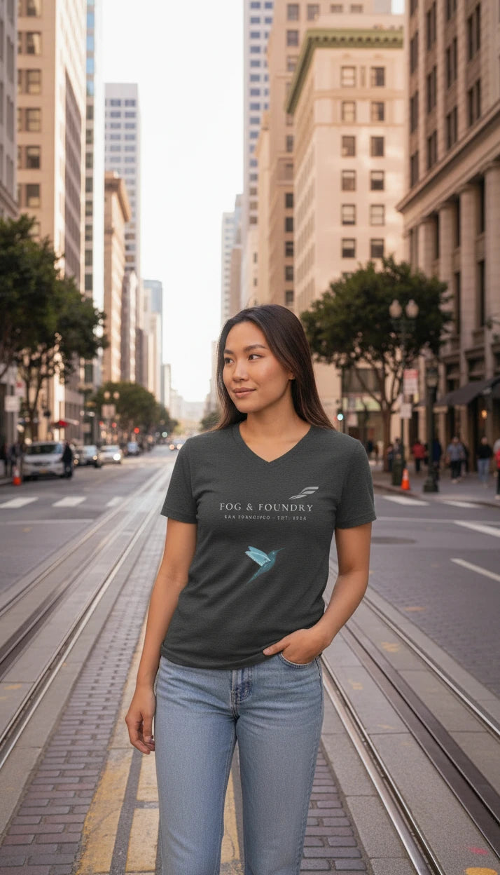 V-Neck T-Shirt, Unisex Soft Cotton V Neck Tee, San Francisco Basic Tee, Everyday Layering Shirt, Gift for Him