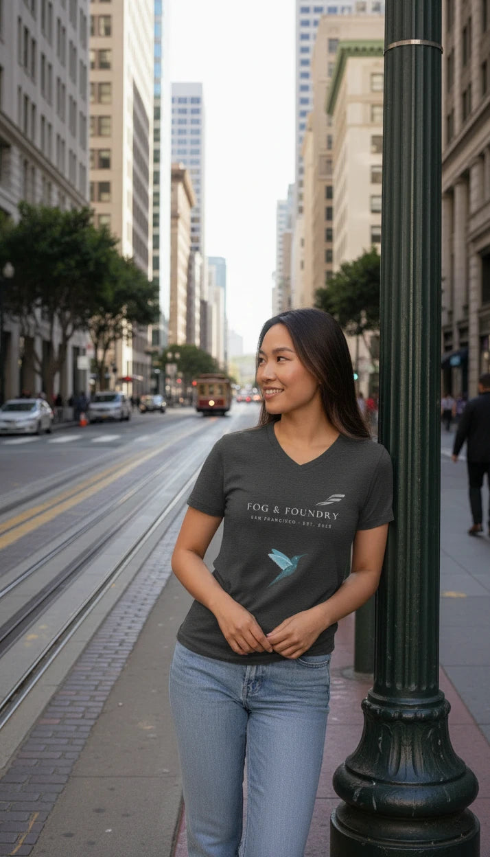V-Neck T-Shirt, Unisex Soft Cotton V Neck Tee, San Francisco Basic Tee, Everyday Layering Shirt, Gift for Him