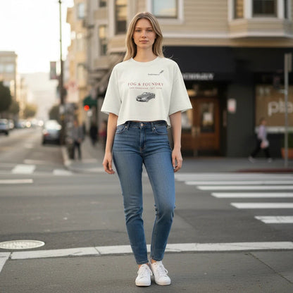 Mercedes Cropped Tee, Garment Dyed Boxy Crop Top, Oversized Heavyweight Crop Shirt, Streetwear Crop Tee, Gift for Her