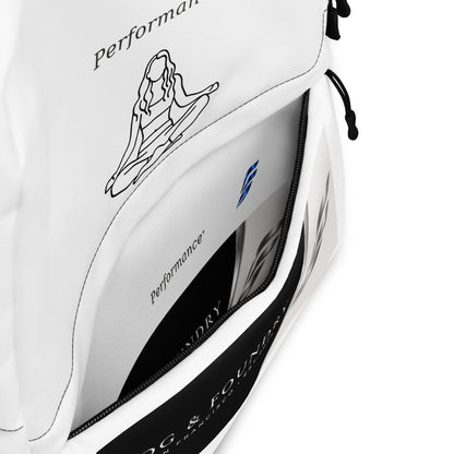 Fog & Foundry water-resistant backpack with all-over print, 15-inch laptop sleeve, padded straps, and durable design.