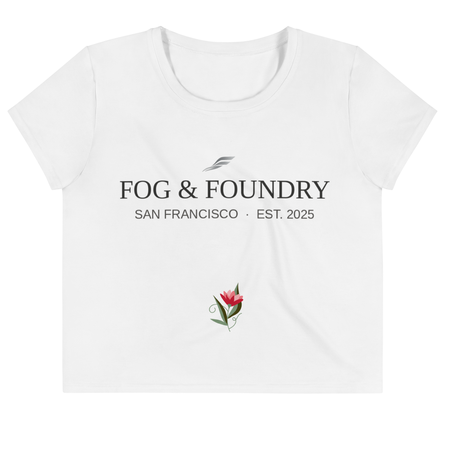 Bay Bloom crop tee front — Fog & Foundry