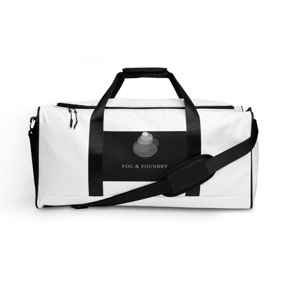 All-over print duffle bag front — Fog & Foundry