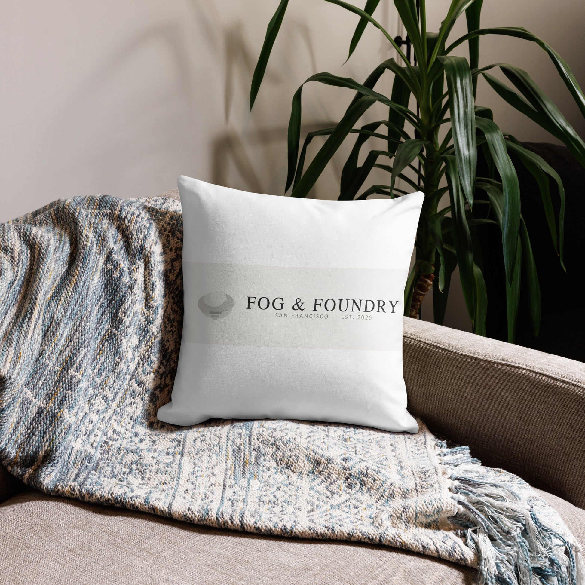 Premium printed pillow 18x18 front — Fog & Foundry