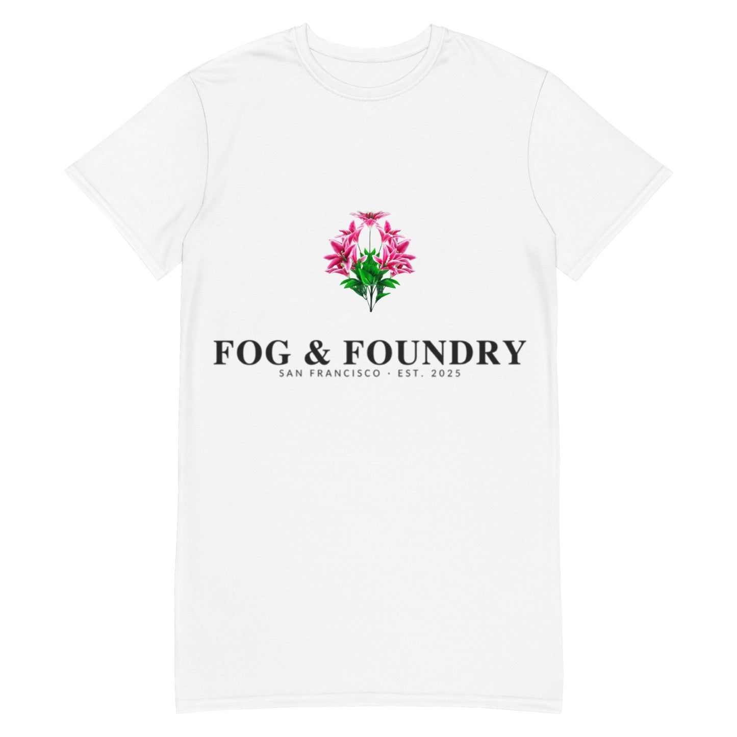 T-shirt dress white front — Fog & Foundry