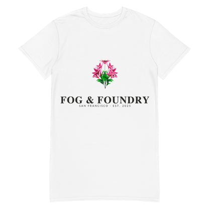 T-shirt dress white front — Fog & Foundry
