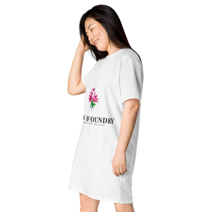 T-shirt dress white left front — Fog & Foundry