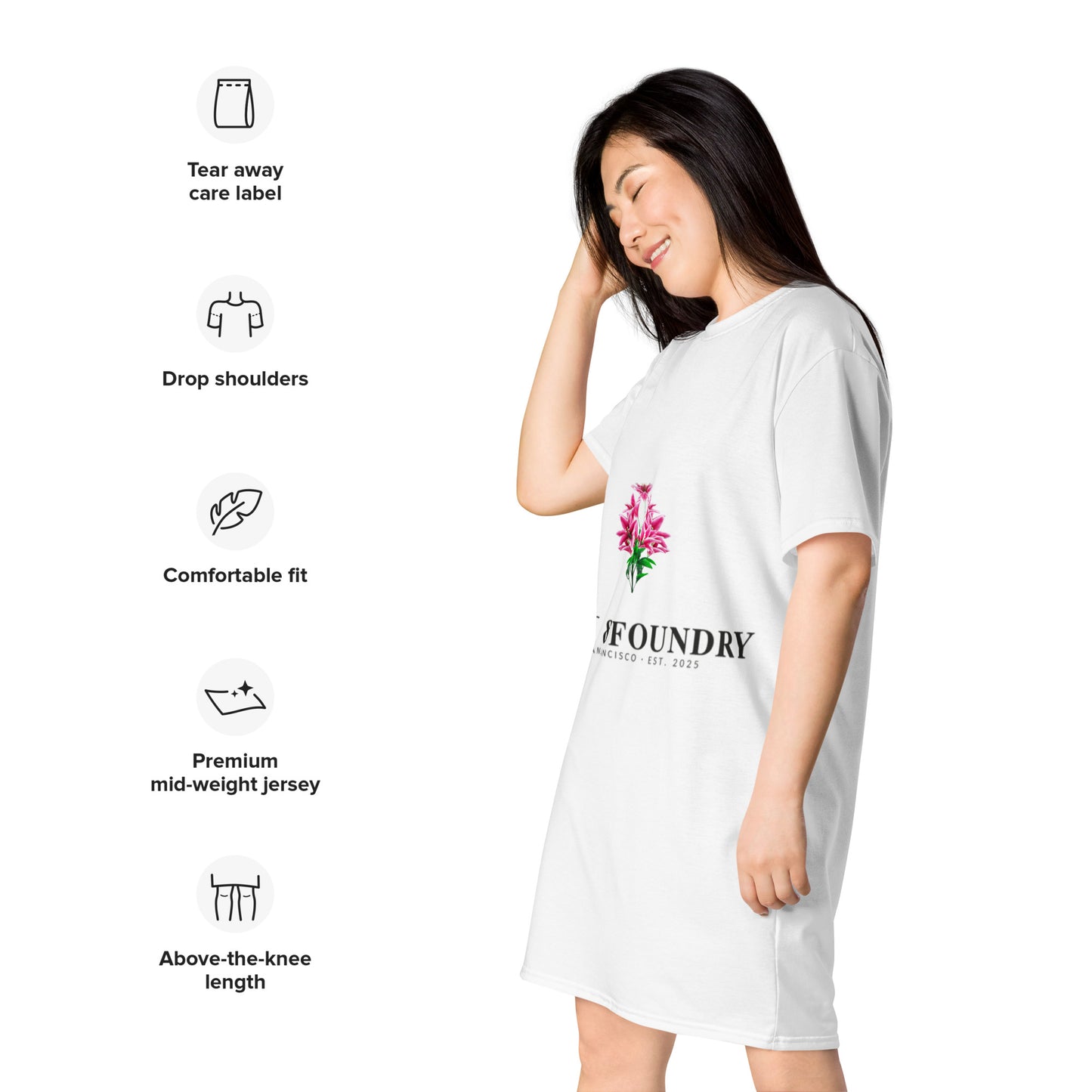 T-shirt dress white left front view 2 — Fog & Foundry