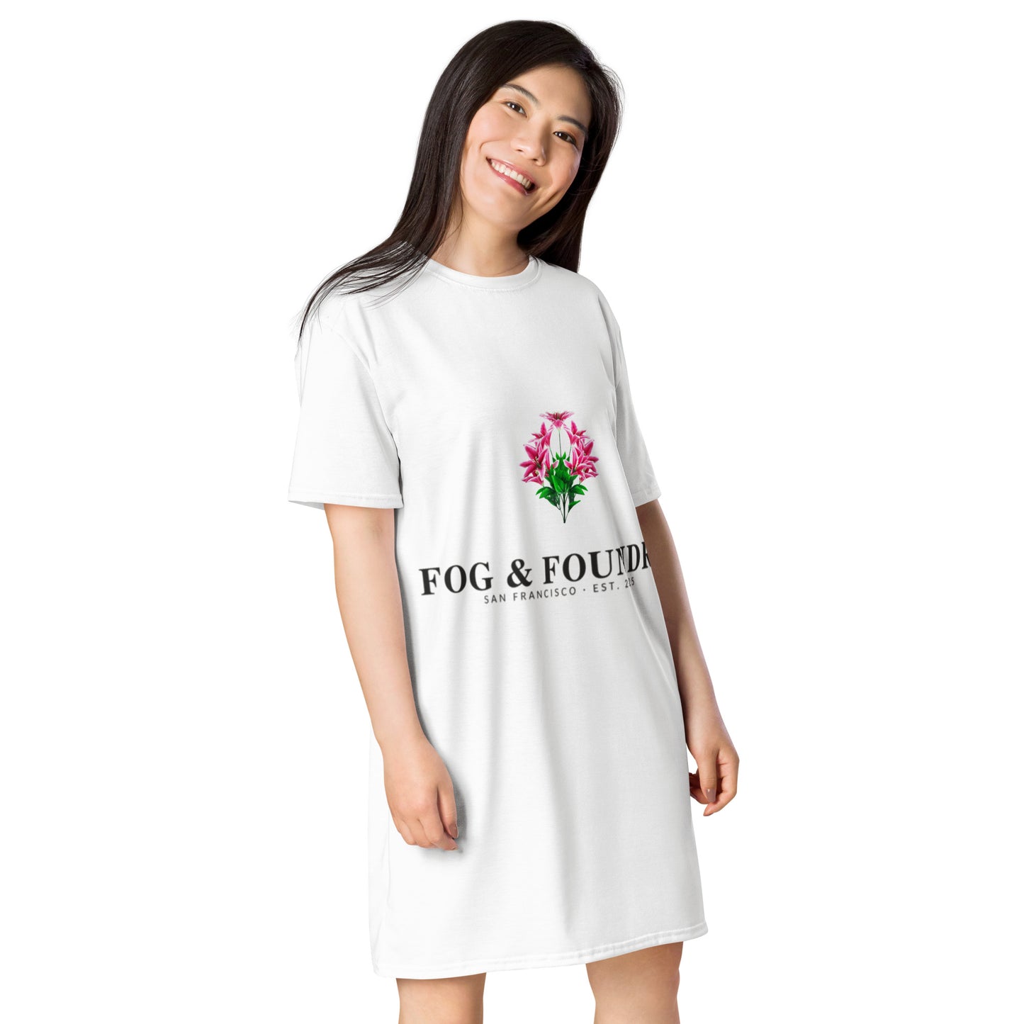 T-shirt dress white right front — Fog & Foundry