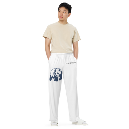 Wide-leg lounge pants for him white front view 2 — Fog & Foundry