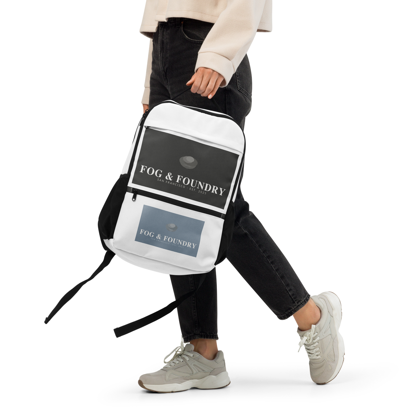 Utility backpack all-over print front view 2 — Fog & Foundry