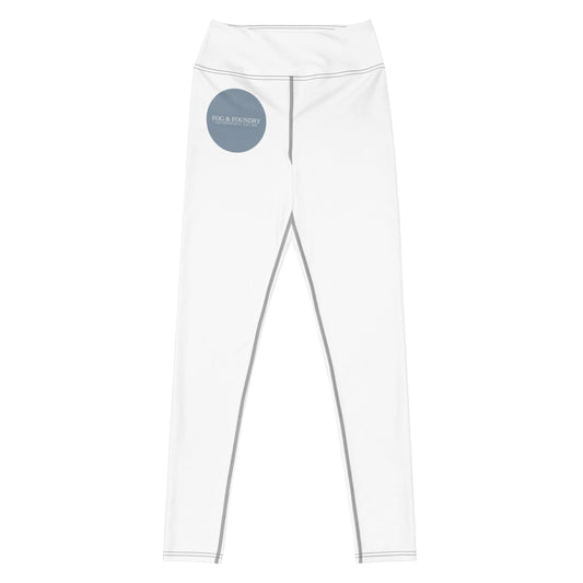 Yoga leggings high waist white front — Fog & Foundry