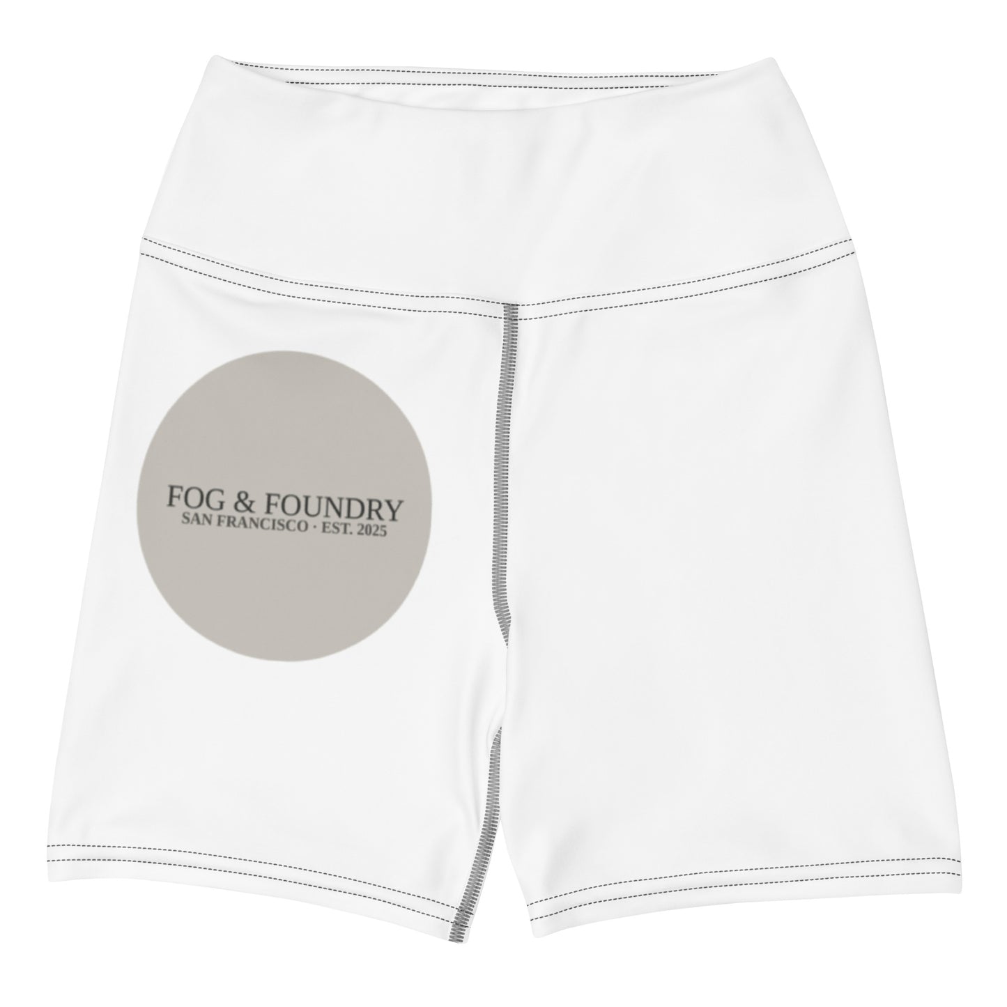 Yoga shorts high waist white front — Fog & Foundry