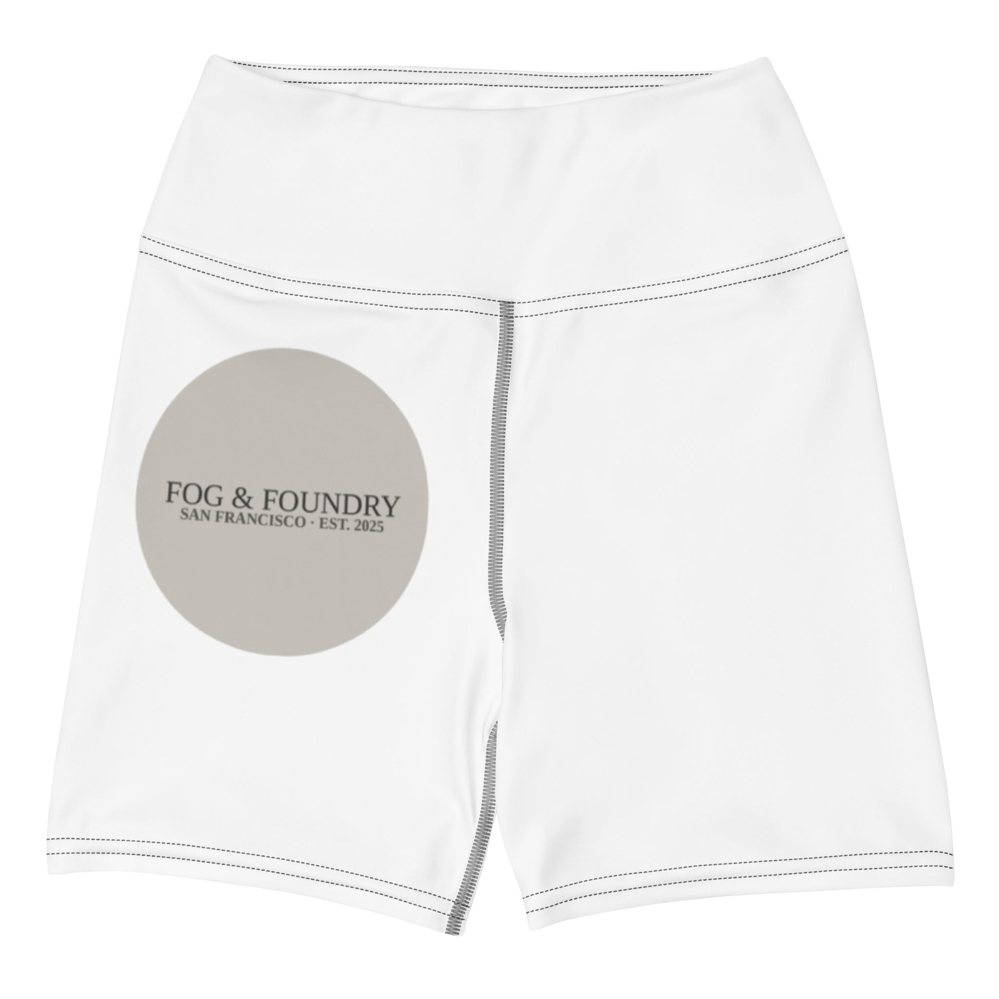 Yoga shorts high waist white front — Fog & Foundry