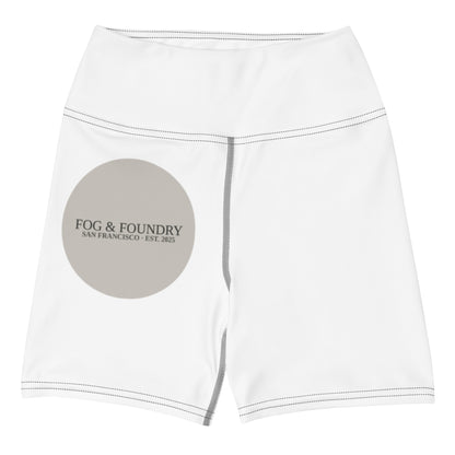 Yoga shorts high waist white front — Fog & Foundry