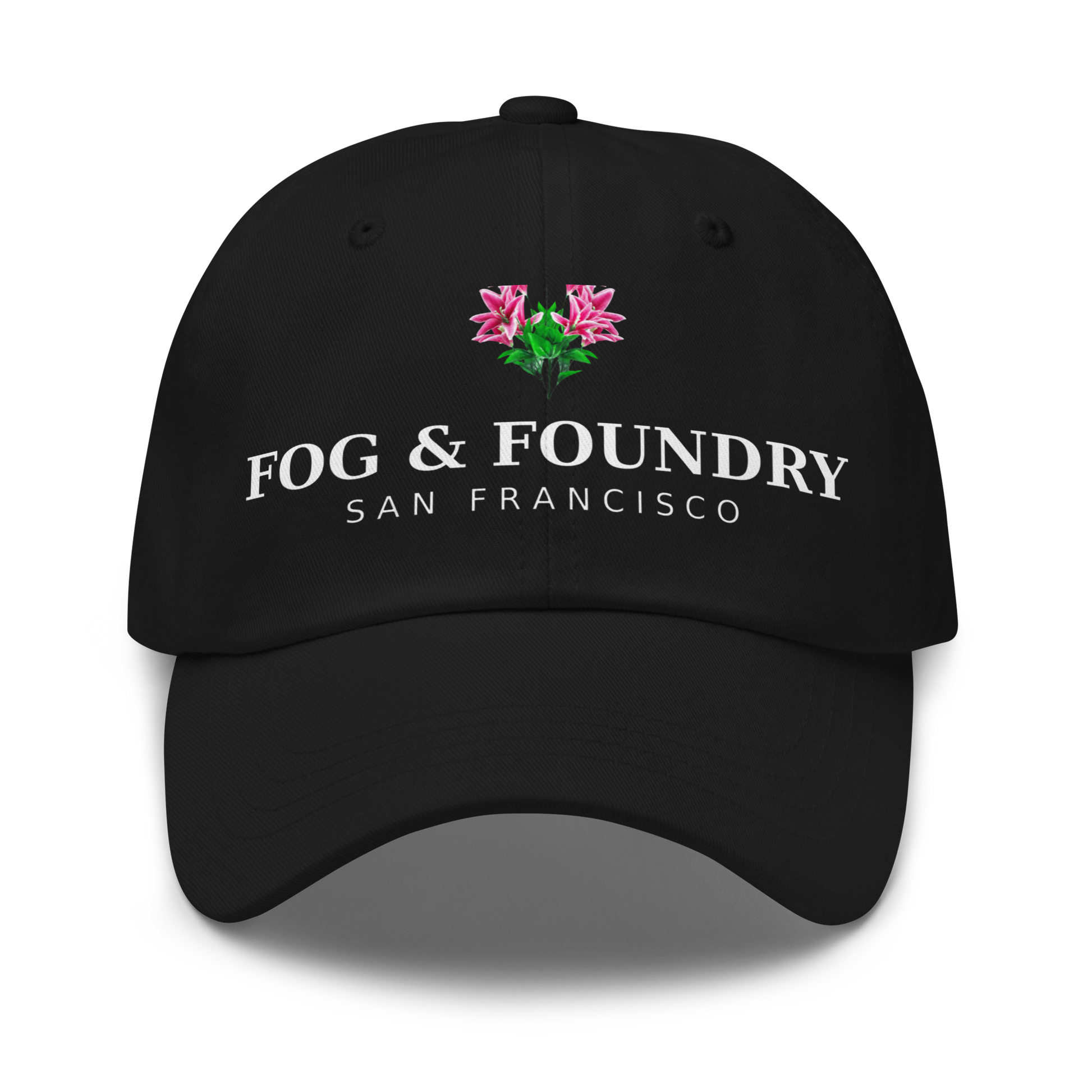 San Francisco flower hat black front — Fog & Foundry