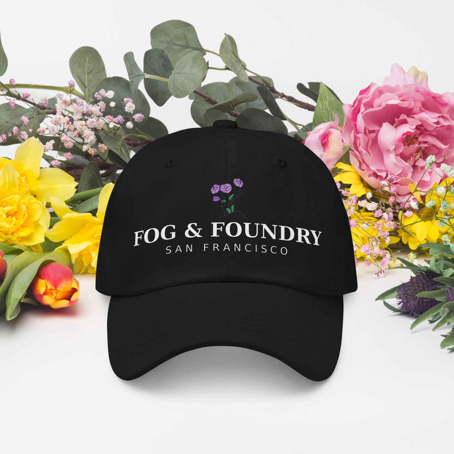 SF sports hat black front — Fog & Foundry