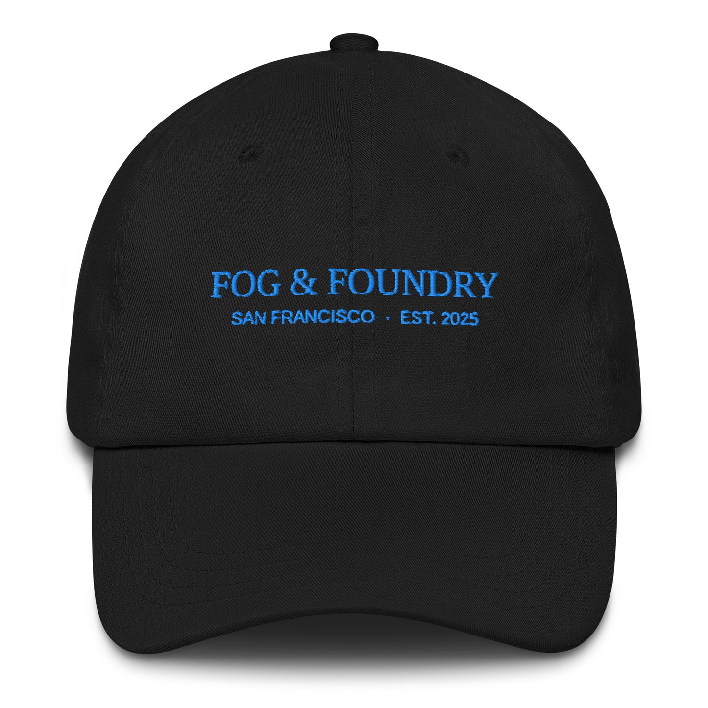 Embroidered dad hat black front — Fog & Foundry