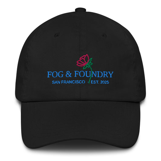 Embroidered dad hat black front — Fog & Foundry
