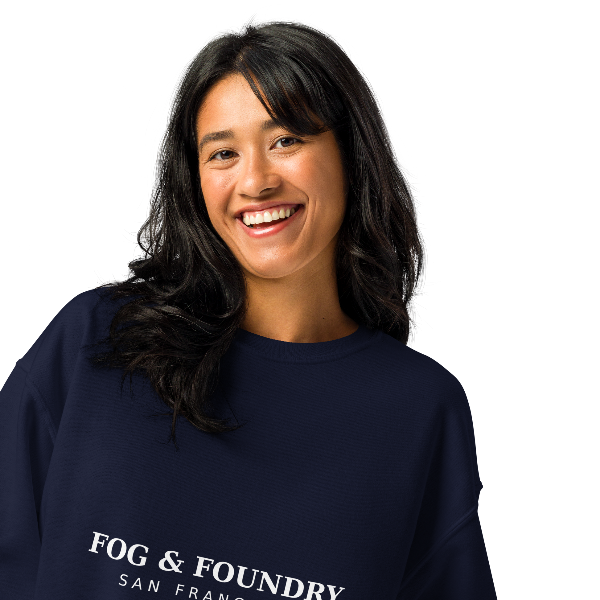 Cotton-blend crewneck sweatshirt navy front view 2 — Fog & Foundry