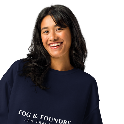 Cotton-blend crewneck sweatshirt navy front view 2 — Fog & Foundry