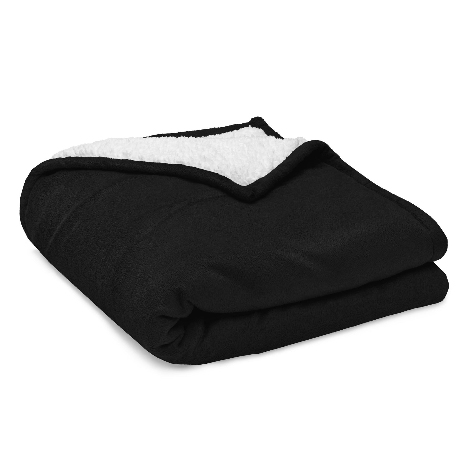 Premium foggy sherpa blanket black front view 2 — Fog & Foundry