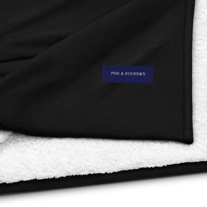 Premium foggy sherpa blanket product details — Fog & Foundry