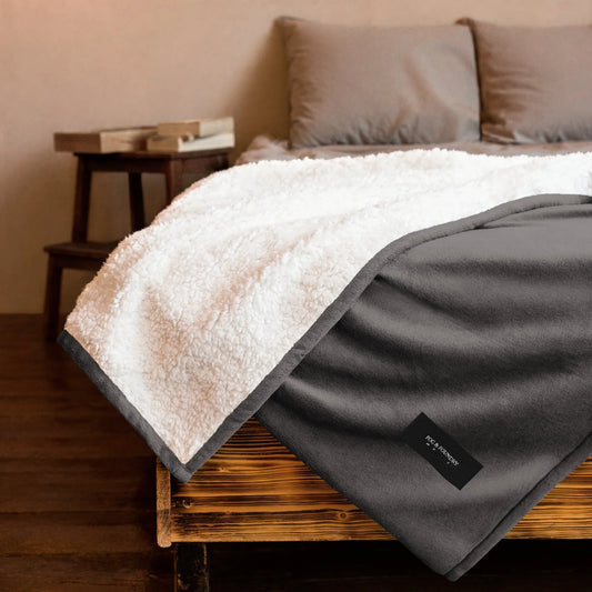 Premium sherpa blanket heather grey front — Fog & Foundry