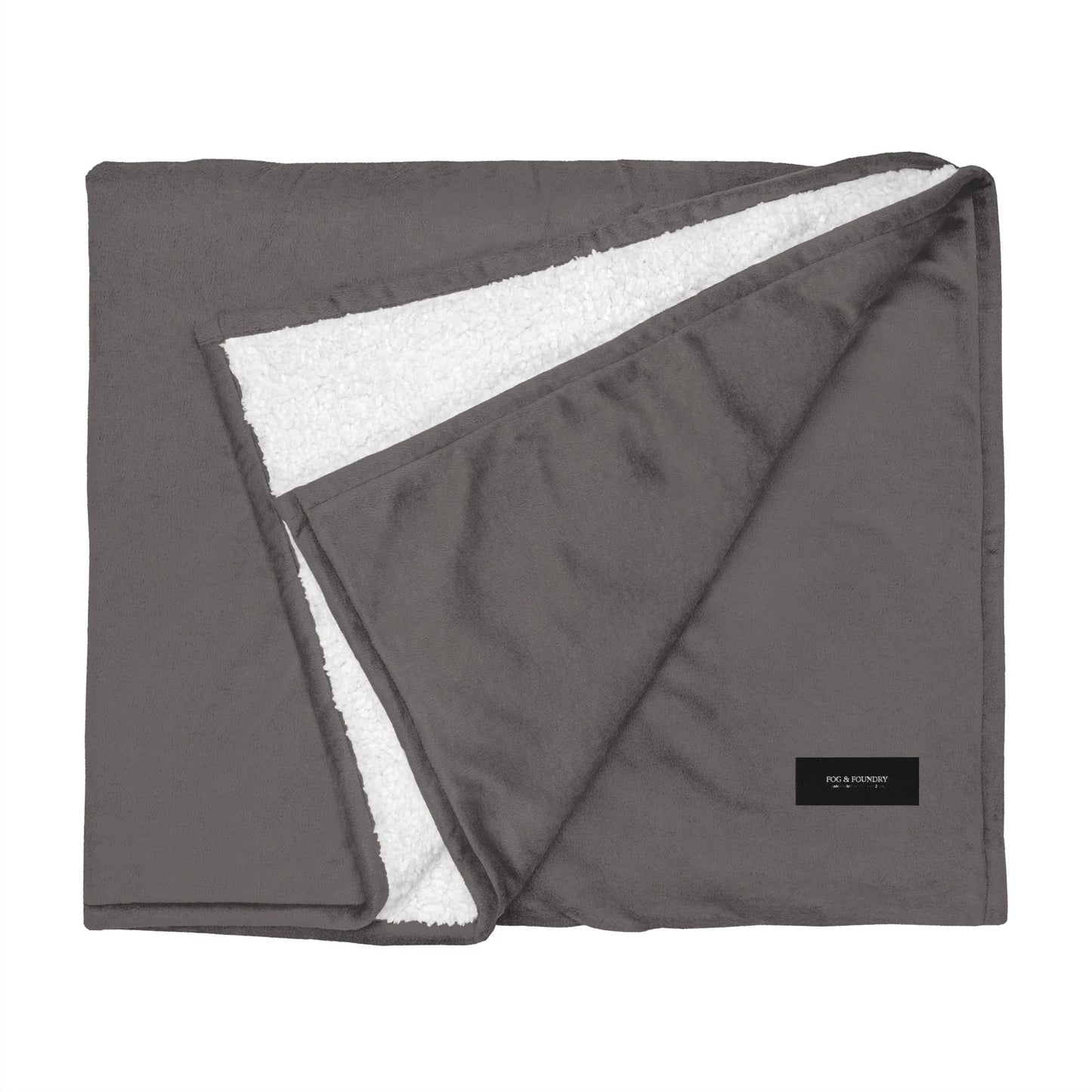 Premium sherpa blanket heather grey front view 2 — Fog & Foundry