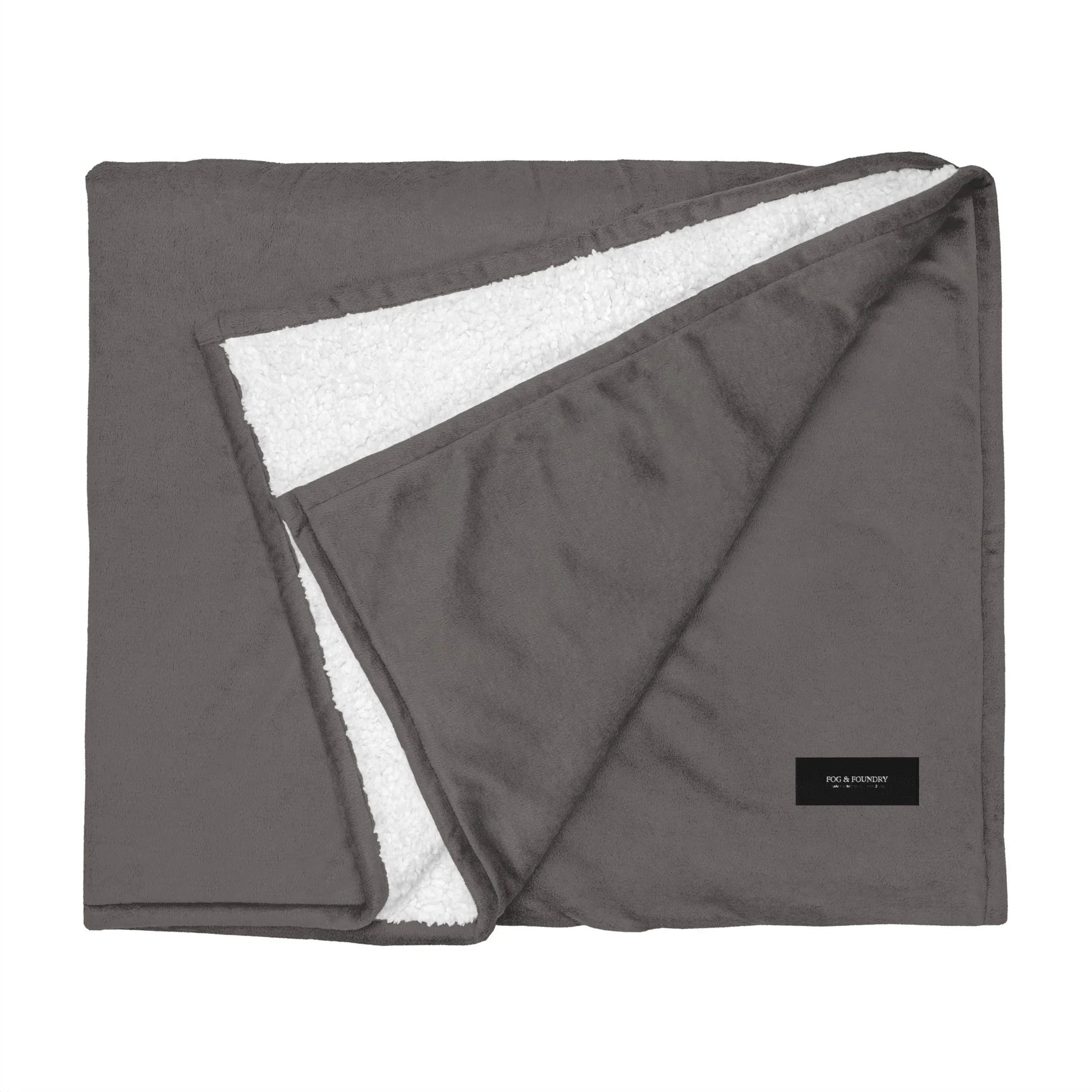 Premium sherpa blanket heather grey front view 2 — Fog & Foundry