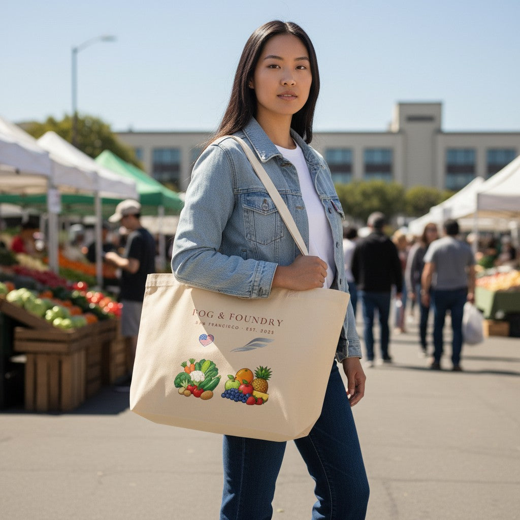 Fog & Foundry Large Organic Cotton Tote — Red