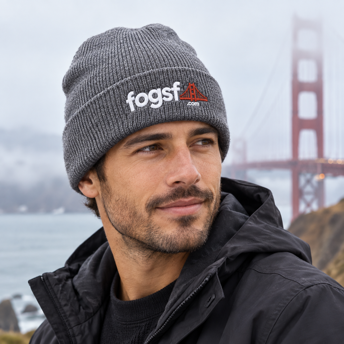 FOGSF San Francisco Embroidered Beanie | Golden Gate Bridge