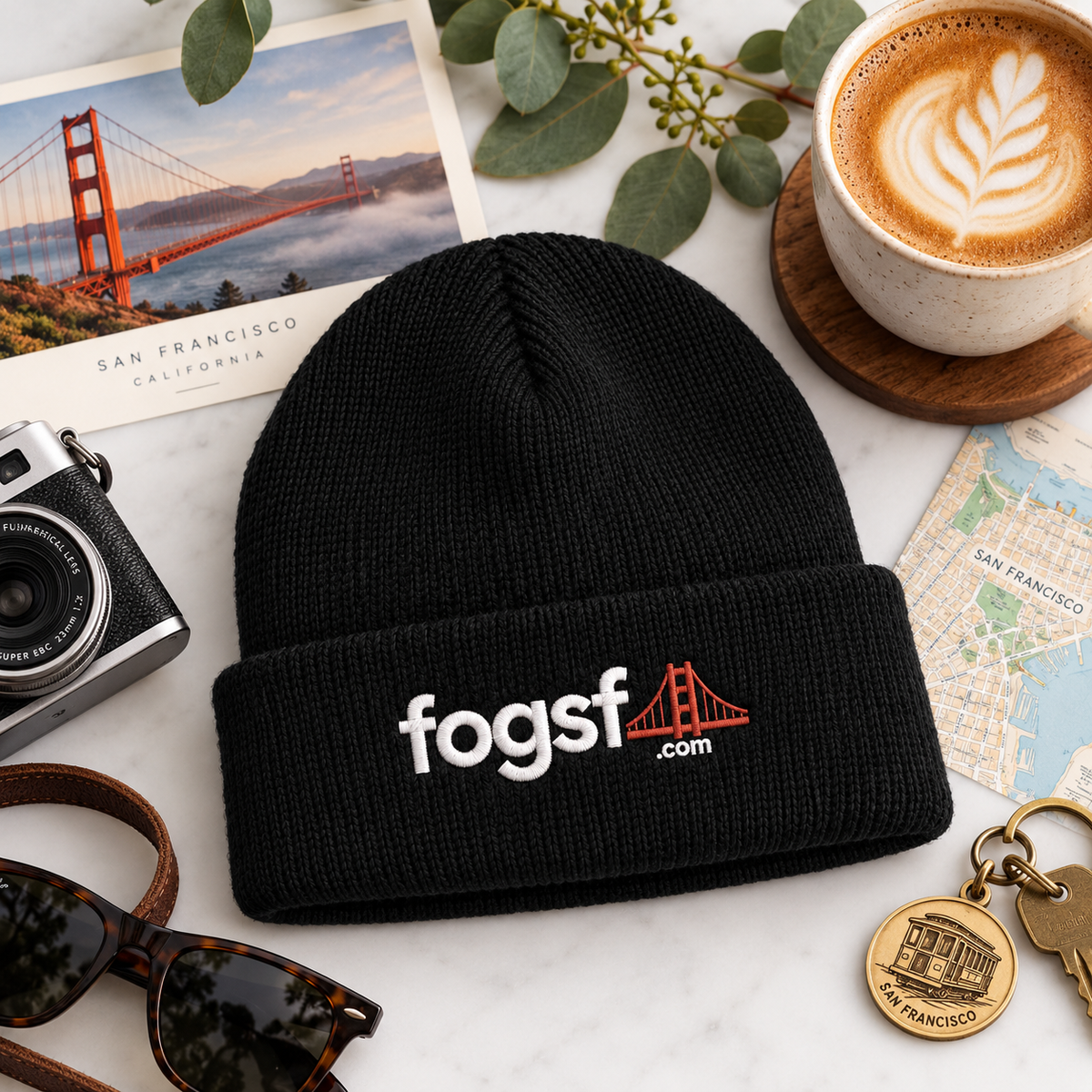 FOGSF San Francisco Embroidered Beanie | Golden Gate Bridge