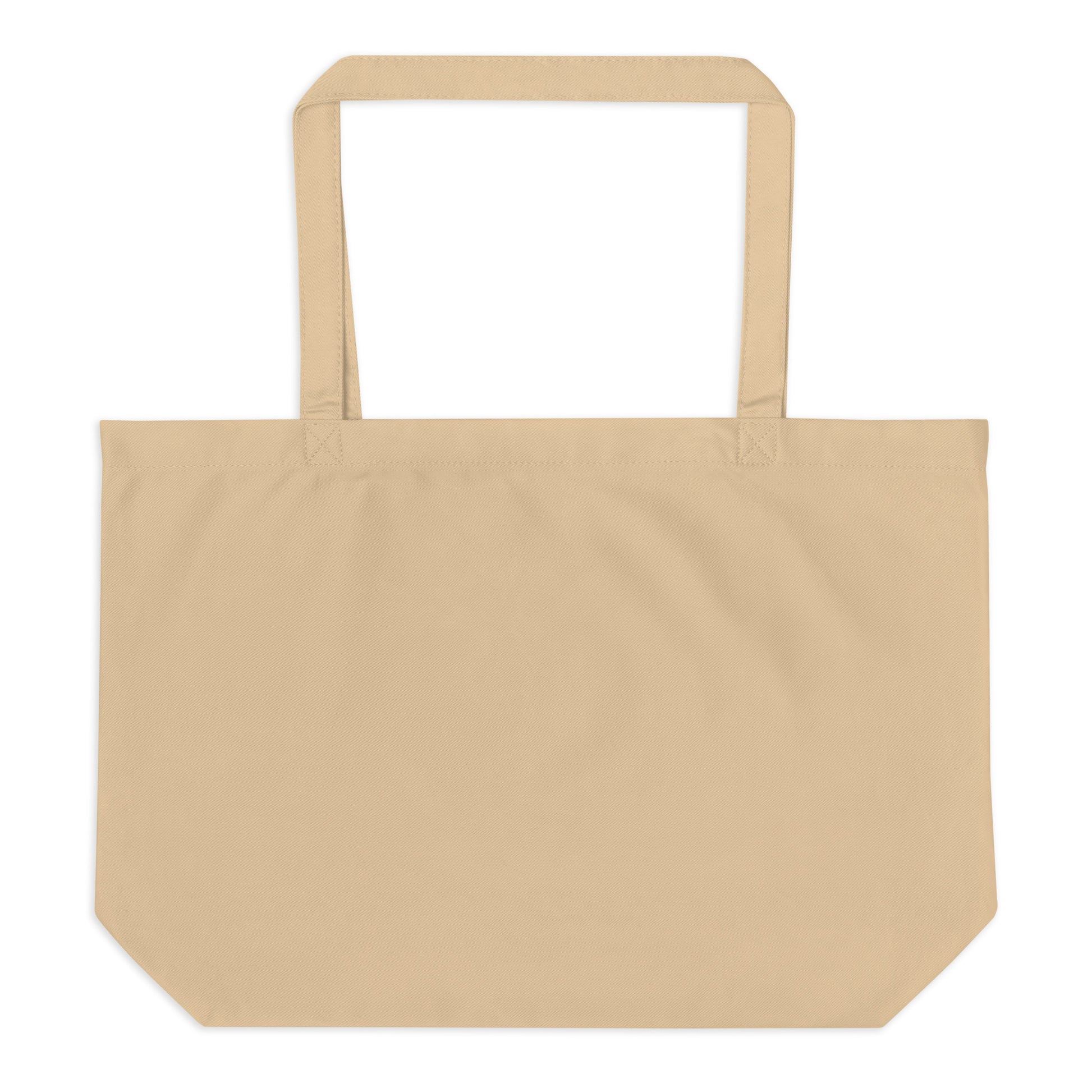 Large purple organic tote bag from Fog & Foundry, showing the eco-friendly tote with oyster-colored handles and spacious design.
