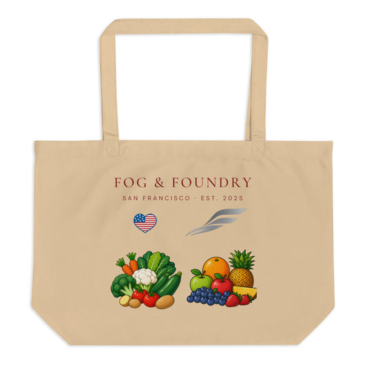 Large organic cotton tote red front — Fog & Foundry