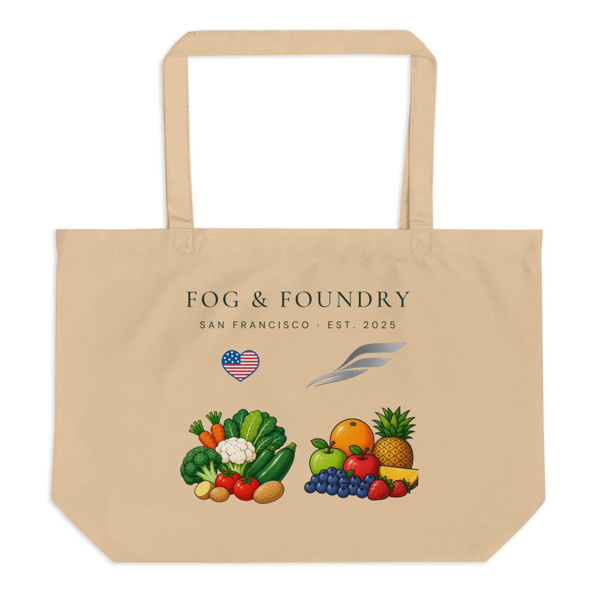 Large organic cotton tote gray front — Fog & Foundry