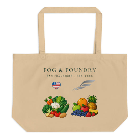 Large organic cotton tote gray front — Fog & Foundry