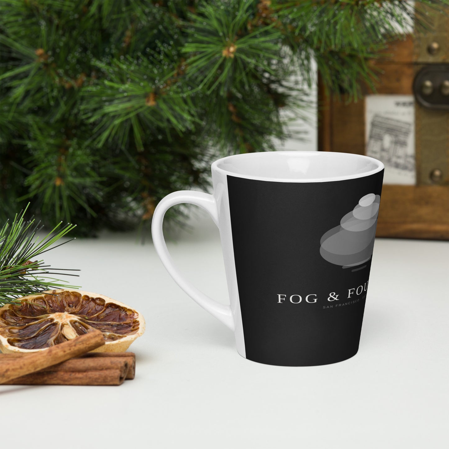 Latte mug 12oz left view 2 — Fog & Foundry