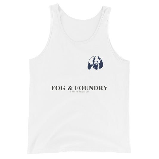 Men's tank top white front — Fog & Foundry