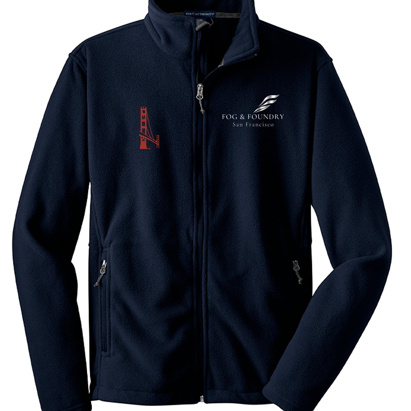 Full-zip fleece jacket by Fog & Foundry featuring a soft, cozy fabric and a sleek design, perfect for casual wear.