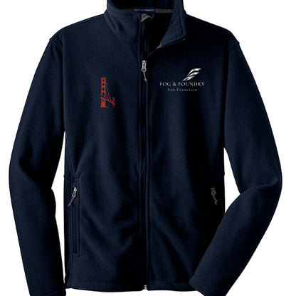 Full-zip fleece jacket by Fog & Foundry featuring a soft, cozy fabric and a sleek design, perfect for casual wear.