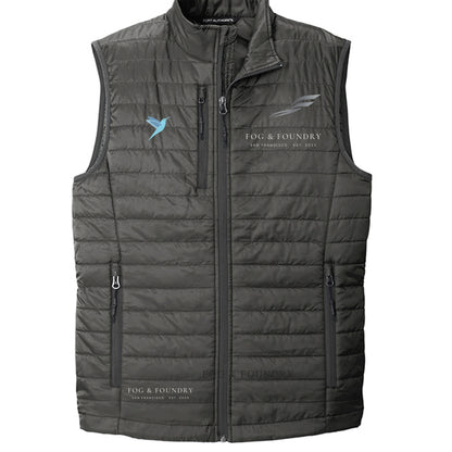 The Marina vest graphite front — Fog & Foundry