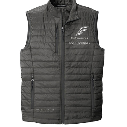 Fog & Foundry Marina Vest in fog gray, featuring a stylish, lightweight design with front pockets and a modern fit.